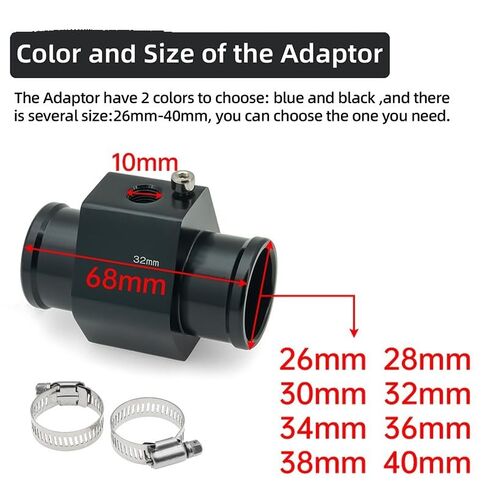 1Pc Car Water Temp Gauge Radiator Temperature Water Temp Joint Pipe Sensor 40mm 38mm 36mm 34mm 32mm 30mm 28mm Hose Adapter(Black 38mm) in Saudi Arabia