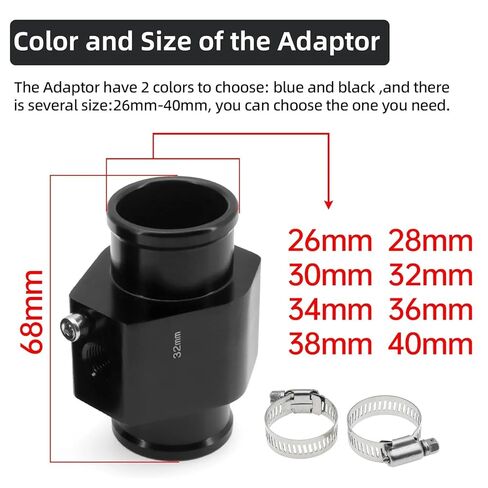 1Pc Car Water Temp Gauge Radiator Temperature Water Temp Joint Pipe Sensor 40mm 38mm 36mm 34mm 32mm 30mm 28mm Hose Adapter(Black 38mm) in Saudi Arabia