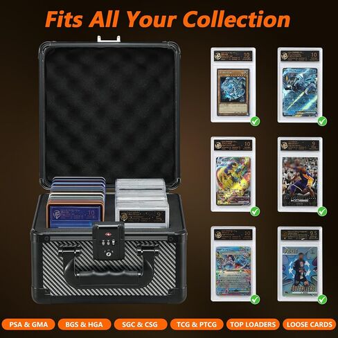 Graded Card Case Storage Box - Trading Card Case with 4 Foam Dividers, Waterproof Trading Card Holder, Compatible with PSA BGS CSG FGS Up to 80+ Cards with TSA Approved Locks (Black) in Saudi Arabia