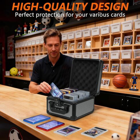 Graded Card Case Storage Box - Trading Card Case with 4 Foam Dividers, Waterproof Trading Card Holder, Compatible with PSA BGS CSG FGS Up to 80+ Cards with TSA Approved Locks (Black) in Saudi Arabia