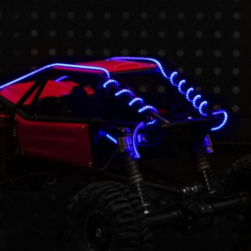 GLOBACT 2PCS RC LED أضواء الشريط مرنة Cuttable لمحور SCX10 SCX24 TRX4 TRX6 TRX4M Redcat 1/10 1/18 1/24 RC الزاحف أجزاء ترقية عالمية (أزرق) in Kuwait