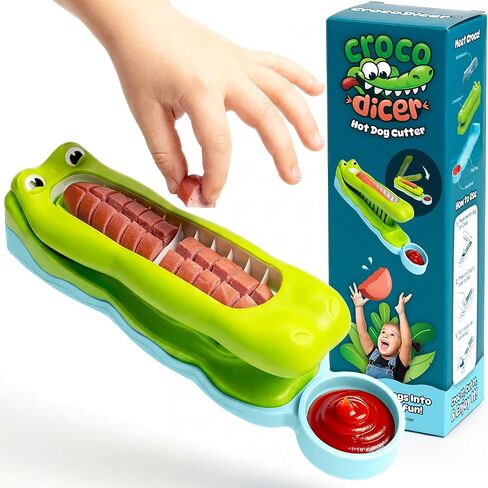 CrocoDicer: قطاعة هوت دوج ممتعة تسمح للأطفال بتقطيع النقانق الخاصة بهم بأمان. ضغطة واحدة = 24 قضمة. حتى الأشخاص الذين يصعب إرضاؤهم سيحبون وقت العشاء. آمن بنسبة 100% على الأطفال والتمساح (غير معتمد من قبل التمساح). in Saudi Arabia