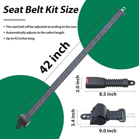 Golf Cart Seat Belts-42in Universal Retractable Set Fit for Yamaha/Club Car/EZGO/Go-Kart/ATV/UTV/Bus Seat Belts Kit (Without Mounting Bar) in Kuwait