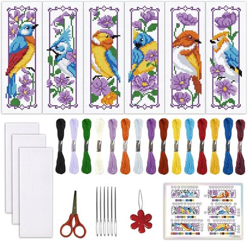 طقم إشارات مرجعية بغرز متقاطعة من ORIGACH مكونة من 6 مجموعات من الذئب والغابة للمبتدئين مع تعليمات خيط اللباد الداعمة، مجموعة إشارات مرجعية مطرزة مختومة للبالغين، ومحبي الكتب in Saudi Arabia