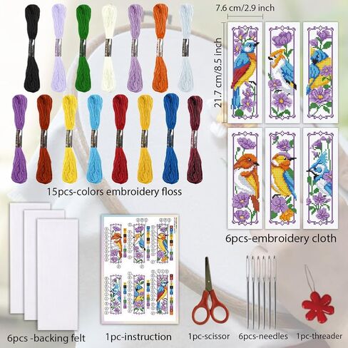 طقم إشارات مرجعية بغرز متقاطعة من ORIGACH مكونة من 6 مجموعات من الذئب والغابة للمبتدئين مع تعليمات خيط اللباد الداعمة، مجموعة إشارات مرجعية مطرزة مختومة للبالغين، ومحبي الكتب in Saudi Arabia