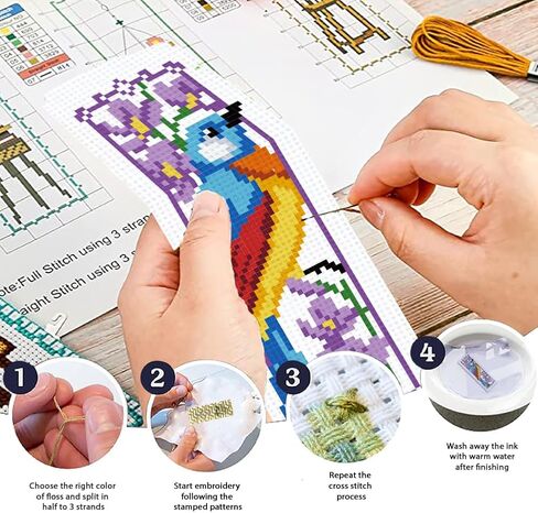 طقم إشارات مرجعية بغرز متقاطعة من ORIGACH مكونة من 6 مجموعات من الذئب والغابة للمبتدئين مع تعليمات خيط اللباد الداعمة، مجموعة إشارات مرجعية مطرزة مختومة للبالغين، ومحبي الكتب in Saudi Arabia