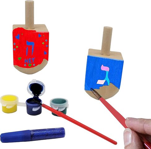 The Dreidel Company Hanukkah Wood Dreidels, Design Your Own Game, DIY 1.5" Inch Unfinished Natural Wooden Chanukkah (100-Pack) in Saudi Arabia