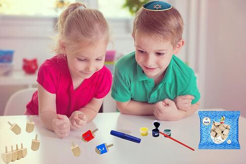 The Dreidel Company Hanukkah Wood Dreidels, Design Your Own Game, DIY 1.5" Inch Unfinished Natural Wooden Chanukkah (100-Pack) in Saudi Arabia