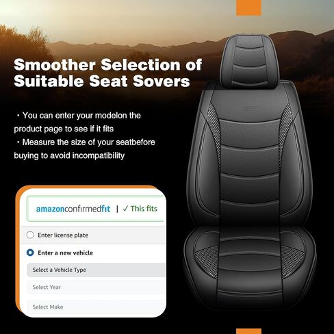 مجموعة أغطية مقاعد السيارة الكاملة - مجموعة أغطية مقاعد السيارات من جلد نابا للسيارات وسيارات السيدان وسيارات الدفع الرباعي، مقاومة للماء، متينة ومريحة، سهلة التركيب، ملائمة عالمية (5 مقاعد، أسود ورمادي) in Kuwait