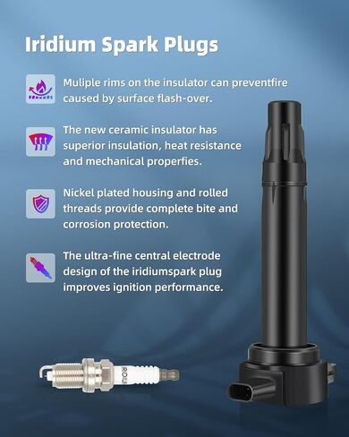 ECCPP UF269 6 ignition coils with 6 iridium Spark Plugs for Chrysler for Dodge Concorde Intrepid Concorde 300 Pacifica Prowler Magnum 2.7L 3.2L 3.5L 2001-2005 3.5L V6 UF269 UF395 in Kuwait