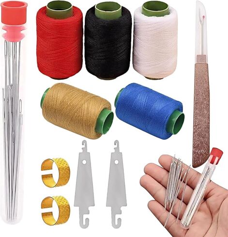 37PCS Big Eye Steel Sewing Tool Set, Needle and Thread Kit, Threader and Needle Repair Kit Stainless Steel Needles for Hand Sewing in Saudi Arabia