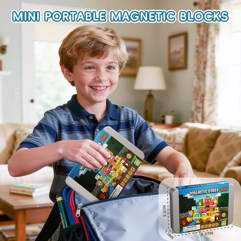 60PCS Mini Magnetic Building Cubes Set, Adventure-themed Magnetic Blocks, Portable Magnetic Travel Blocks with Iron Case, Educational Toy for Kids STEM & Construction Learning for Kids Aged 3+ in Saudi Arabia