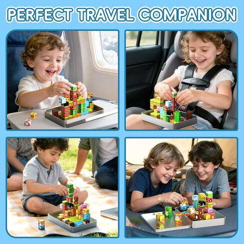 60PCS Mini Magnetic Building Cubes Set, Adventure-themed Magnetic Blocks, Portable Magnetic Travel Blocks with Iron Case, Educational Toy for Kids STEM & Construction Learning for Kids Aged 3+ in Saudi Arabia