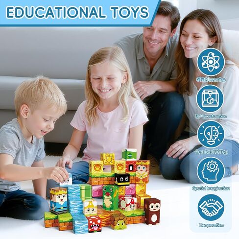 60PCS Mini Magnetic Building Cubes Set, Adventure-themed Magnetic Blocks, Portable Magnetic Travel Blocks with Iron Case, Educational Toy for Kids STEM & Construction Learning for Kids Aged 3+ in Saudi Arabia