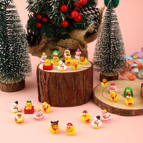 100pcs Mini Resin Christmas Ducks Bulk, Assorted Tiny Winter Ducks Figurines Little Small Miniature Duck Figures Decoration for Xmas Holiday Decorations Christmas Stocking Stuffers Party Favors Gifts in Saudi Arabia