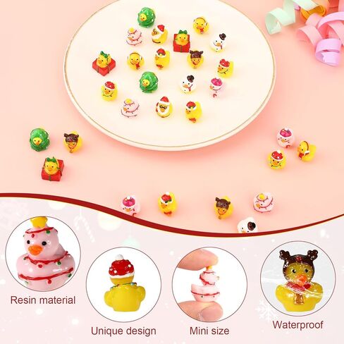 100pcs Mini Resin Christmas Ducks Bulk, Assorted Tiny Winter Ducks Figurines Little Small Miniature Duck Figures Decoration for Xmas Holiday Decorations Christmas Stocking Stuffers Party Favors Gifts in Saudi Arabia