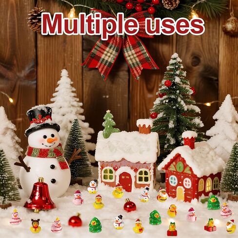 100pcs Mini Resin Christmas Ducks Bulk, Assorted Tiny Winter Ducks Figurines Little Small Miniature Duck Figures Decoration for Xmas Holiday Decorations Christmas Stocking Stuffers Party Favors Gifts in Saudi Arabia