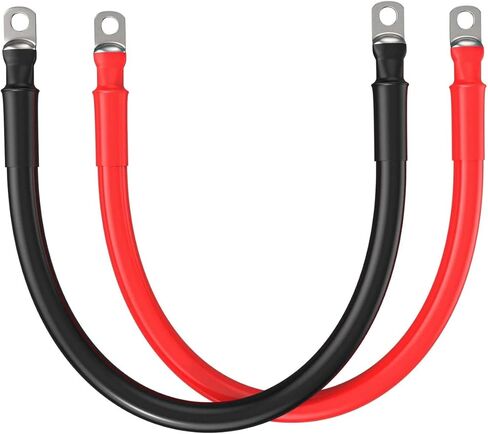 كابلات بطارية نحاسية نقية 2AWG مع عروات 5/16 بوصة - أحمر وأسود، 2 قدم، عبوتان للسيارة، عربة سكن متنقلة، شاحنة، قارب، بحرية، طاقة شمسية، دراجة نارية، سيارات، الطرق الوعرة، ملحقات القوارب in Saudi Arabia