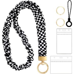 zkptops scrunchie الحبل لشارات الهوية مفاتيح الرقبة الحبل مع اثنين من حاملي البطاقات للمد المعلمين اسهم للنساء قابل للسحب سلسلة المفاتيح اسهم ليوبارد طباعة سلسلة المفاتيح حزام الملحقات المكتب in Kuwait