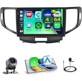 8 Core 4+64GB Android Radio Dash Kit for Honda Accord 2008-2012/Honda Spirior 2009-2013/Acura TSX 2008-2012, 9'' Touch Screen Car Stereo with Carplay Android Auto GPS WiFi/32EQ/Bluetooth in Saudi Arabia
