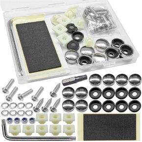 Anti Theft Car License Plate Screws, M6 (1/4") Stainless Steel Tag Plate Fastener Bolt, Rustproof Tamper Proof License Frame Cover Mounting Hardware for Front Rear Frame Holder (Black) in Saudi Arabia