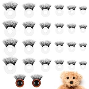 24 قطعة من رموش الدمية الآمنة للكروشيه، رموش كروشيه للحيوانات المحشوة، 6 أحجام رموش عيون طويلة لدمية أميجورومي دمية دب قطيفة لصناعة الحيوانات in Kuwait