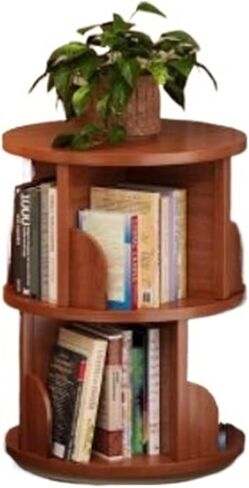 Solid Wood Rotating Bookshelf Tower, 360° Spinning Corner Bookcase, Stackable Freestanding Shelf for Bedroom, Living Room & Small Spaces(3-Layers) in Saudi Arabia