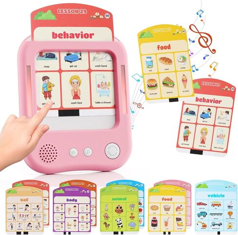 Interactive Learning Tablet for Kids, Educational Talking Toy with with 30 Flash Cards for Alphabets, Phonics, Words, Music & Quiz, Best Learning Toy for Ages 2-5, Birthday Gift for Boys&Girls, Pink in Saudi Arabia
