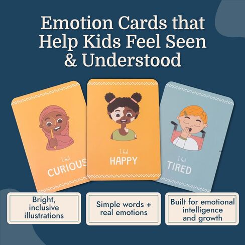 Samma Sati Emotion Flashcards – 25 Emotion Cards for Kids. Help Toddlers Identify Emotions – Emotion Cards for Toddlers – Fun Illustrations Mixed Emotions Card Deck & Feelings Card - 2-8 Years in Saudi Arabia