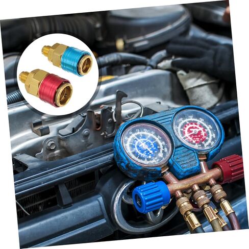 Garneck 2Pcs Air Conditioning Quick Connectors Kit High Pressure Low Pressure Couplers for Auto System Diagnosis and Charging Compatible in Saudi Arabia
