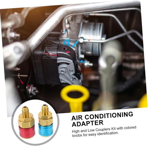 Garneck 2Pcs Air Conditioning Quick Connectors Kit High Pressure Low Pressure Couplers for Auto System Diagnosis and Charging Compatible in Saudi Arabia