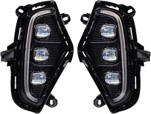 LED Daytime Running Lights Replacement for Toyota RAV4 2019 2020 2021 2022 2023 DRL Fog Lamps Kit, Rav4 Fog Lights Assembly Amber Turn Signal Lamps 3 Eyes Rav4 Daylights with Bezel, 1 Pair in Saudi Arabia