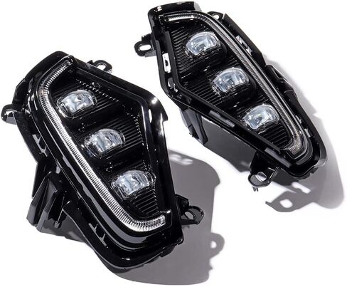 LED Daytime Running Lights Replacement for Toyota RAV4 2019 2020 2021 2022 2023 DRL Fog Lamps Kit, Rav4 Fog Lights Assembly Amber Turn Signal Lamps 3 Eyes Rav4 Daylights with Bezel, 1 Pair in Saudi Arabia