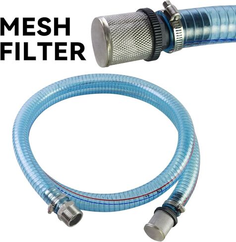 Fuel Transfer Hose 1" x 6.5FT, with SS NPT Fittings & Filter, for Diesel Gas DEF, Wire Reinforced Suction Hose for 3/4" & 1" Transfer Pump in Saudi Arabia