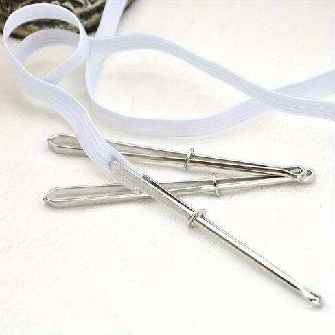 3PC Elastic Band Threader Clip for Sewing DIY - Belt Guide Needle Tool for Trousers - White, White in Saudi Arabia