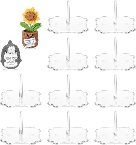 10PCS Crochet Doll Stand Sets,Plastic Square Lace Base Crochet Plushies Stands,Figure Display Stand,Small Animal Dolls Display Stands,Room Decorative Showcase Holder in Kuwait