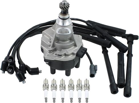 Ignition Distributor with Spark Plug and Spark Plug Wiring Harness Set for Nissan Pathfinder Frontier Quest Xterra for Infiniti QX4 for Mercury Villager V6 Engine in Saudi Arabia