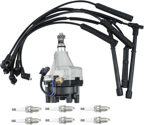 Ignition Distributor with Spark Plug and Spark Plug Wiring Harness Set for Nissan Pathfinder Frontier Quest Xterra for Infiniti QX4 for Mercury Villager V6 Engine in Saudi Arabia