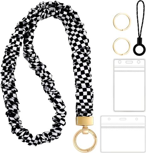 zkptops scrunchie الحبل لشارات الهوية مفاتيح الرقبة الحبل مع اثنين من حاملي البطاقات للمد المعلمين اسهم للنساء قابل للسحب سلسلة المفاتيح اسهم ليوبارد طباعة سلسلة المفاتيح حزام الملحقات المكتب in Saudi Arabia