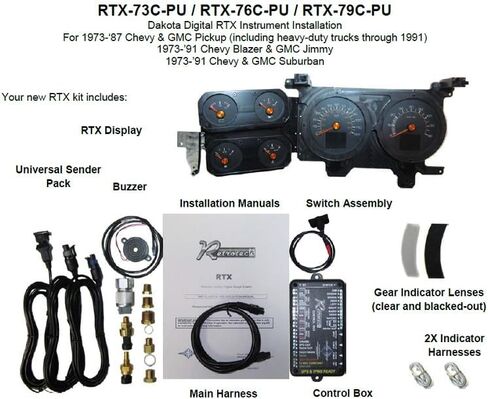 Dakota Digital RTX-76C-PU-X Retrotech Gauge Instrument System Compatible with 1973-87 Chevy Pickup, 1973-91 Chevy Blazer, GMC Jimmy and Suburbans. Styled after 1976-78 Chevy Pickup. in Saudi Arabia