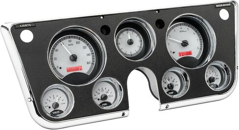 Dakota Digital 67 - 72 Chevy Pickup Truck Analog Dash Gauge & Clock Silver Alloy Red VHX-67C-PA-S-R in Saudi Arabia