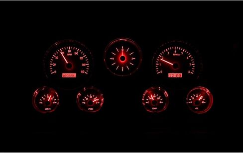 Dakota Digital 67 - 72 Chevy Pickup Truck Analog Dash Gauge & Clock Silver Alloy Red VHX-67C-PA-S-R in Saudi Arabia