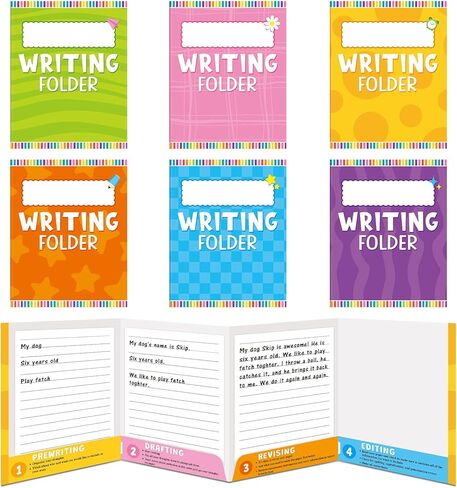 Kisston 24 Pcs Writing Folders with Pockets Bulk Writing Process 4 Pocket Folders Classroom Teaching Supplies for Students Teacher Classroom Kids (Bright Colors) in Saudi Arabia