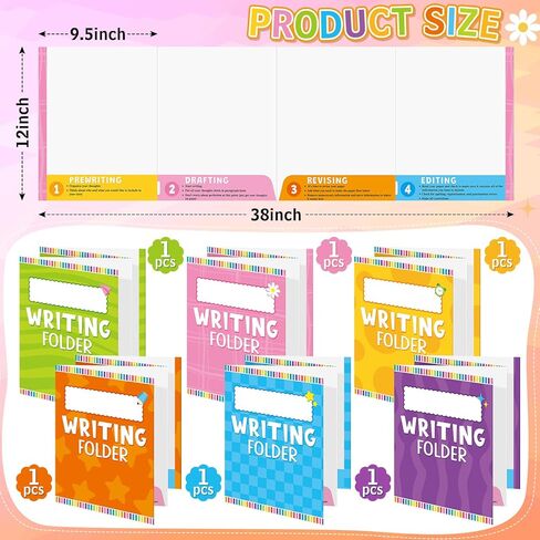 Kisston 24 Pcs Writing Folders with Pockets Bulk Writing Process 4 Pocket Folders Classroom Teaching Supplies for Students Teacher Classroom Kids (Bright Colors) in Saudi Arabia