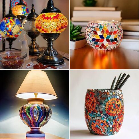 2800 قطعة من بلاط الفسيفساء الزجاجي الملون غير الشفاف من LITMIND - ألوان متنوعة، 4 أشكال (مربع، مستطيل، ماسي، مثلث) بلاط فسيفساء كبير للحرف اليدوية والمشروعات الفنية للبالغين in Kuwait