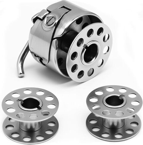 SXDLCX 3 Pieces Bobbin Case with 6 Pieces Sewing Machine Metal Bobbins, Replacement Bobbins for Craft Sewing, Compatible with Brother, Janome, Singer, Toyata, Etc Front Loading 15 Class Machines in Saudi Arabia