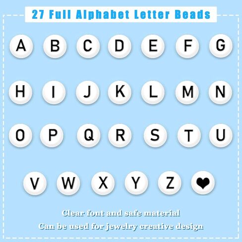 500 قطعة من خرز حرف E لمجموعة صنع أساور الصداقة، مستلزمات صناعة المجوهرات بنفسك، خرز الأبجدية in Kuwait