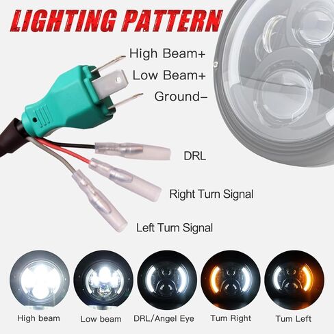 7" Inch LED Motorcycle Headlight with Housing Bucket Mouting Brackets Hi/Low Beam Headlamp for H-arley Yamaha Honda Cafe Racer Bobber Chopper Scrambler Streetbike w/34~42mm Fork Tube in Kuwait