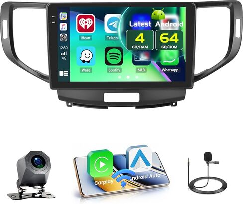 8 Core 4+64GB Android Radio Dash Kit لهوندا أكورد 2008-2012/Honda Spirior 2009-2013/Acura TSX 2008-2012، شاشة لمس 9 بوصات ستيريو للسيارة مع Carplay Android Auto GPS WiFi/32EQ/Bluetooth in Saudi Arabia