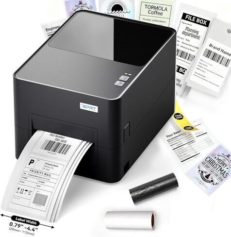 Thermal Transfer & Direct Thermal Label Printer, 4x6 Desktop Printer for Shipping Label Barcode Receipts Tag & Wrist Band, Compatible with UPS FedEx Amazon eBay Shopify, USB & Ethernet Connectivity in Kuwait
